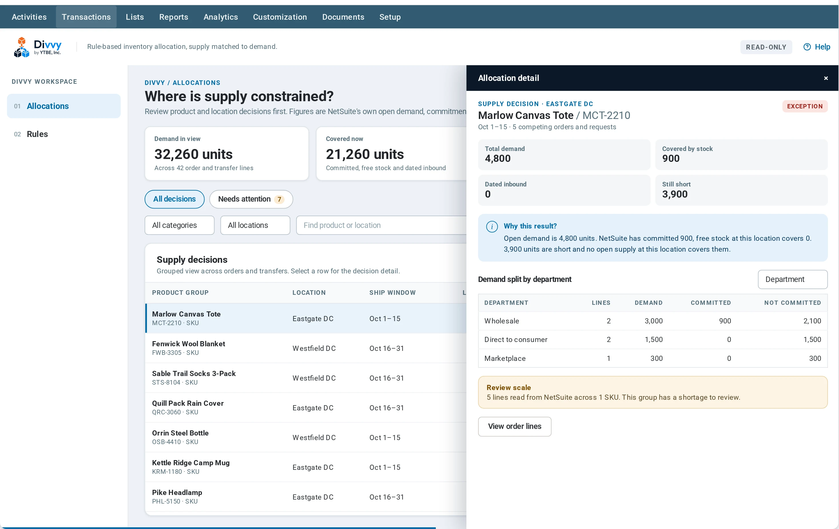 Divvy: a screen from the product demo